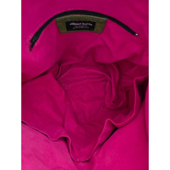 Allison Burns Los Angeles Green Suede Leather Messenger Crossbody Tote Bag - Picture 4 of 6